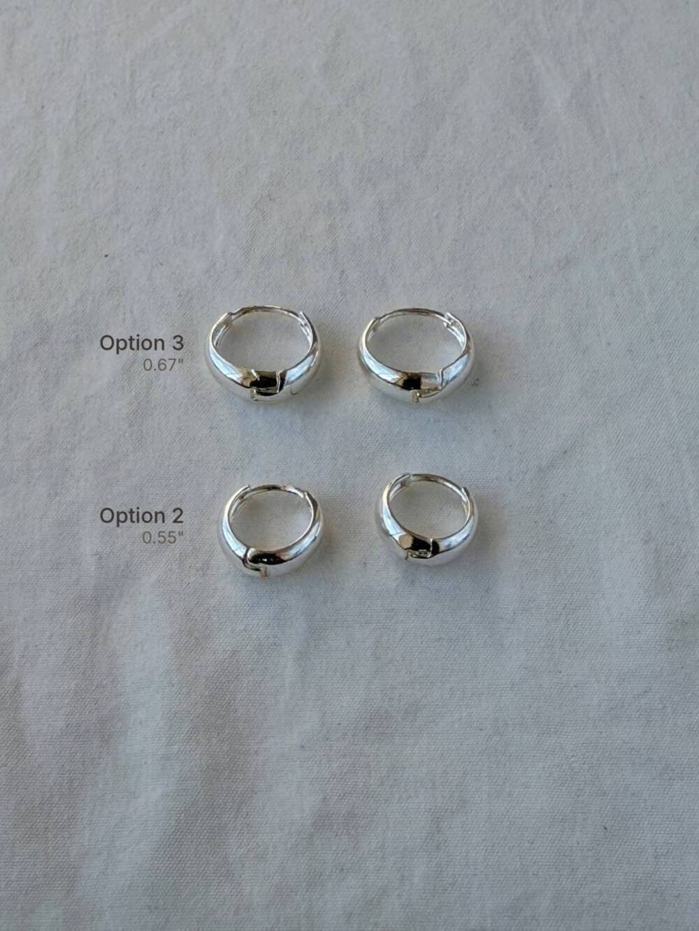 Rounded Edge Hoop Earrings - Silver Plated - 0.59in